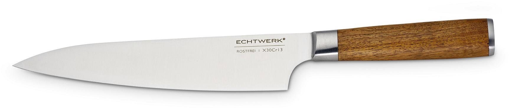 3in1, (1-St), ECHTWERK integriertem mit Schneidebrett Kochmesser Tranchierbrett 20 cm Messerschärfer Akazienholz, und