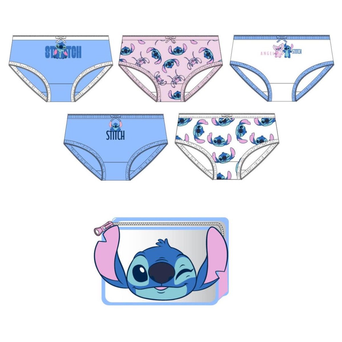 Lilo & Stitch Slip Mädchen Unterwäsche Set 5 teilig 100% Baumwolle (5-St)