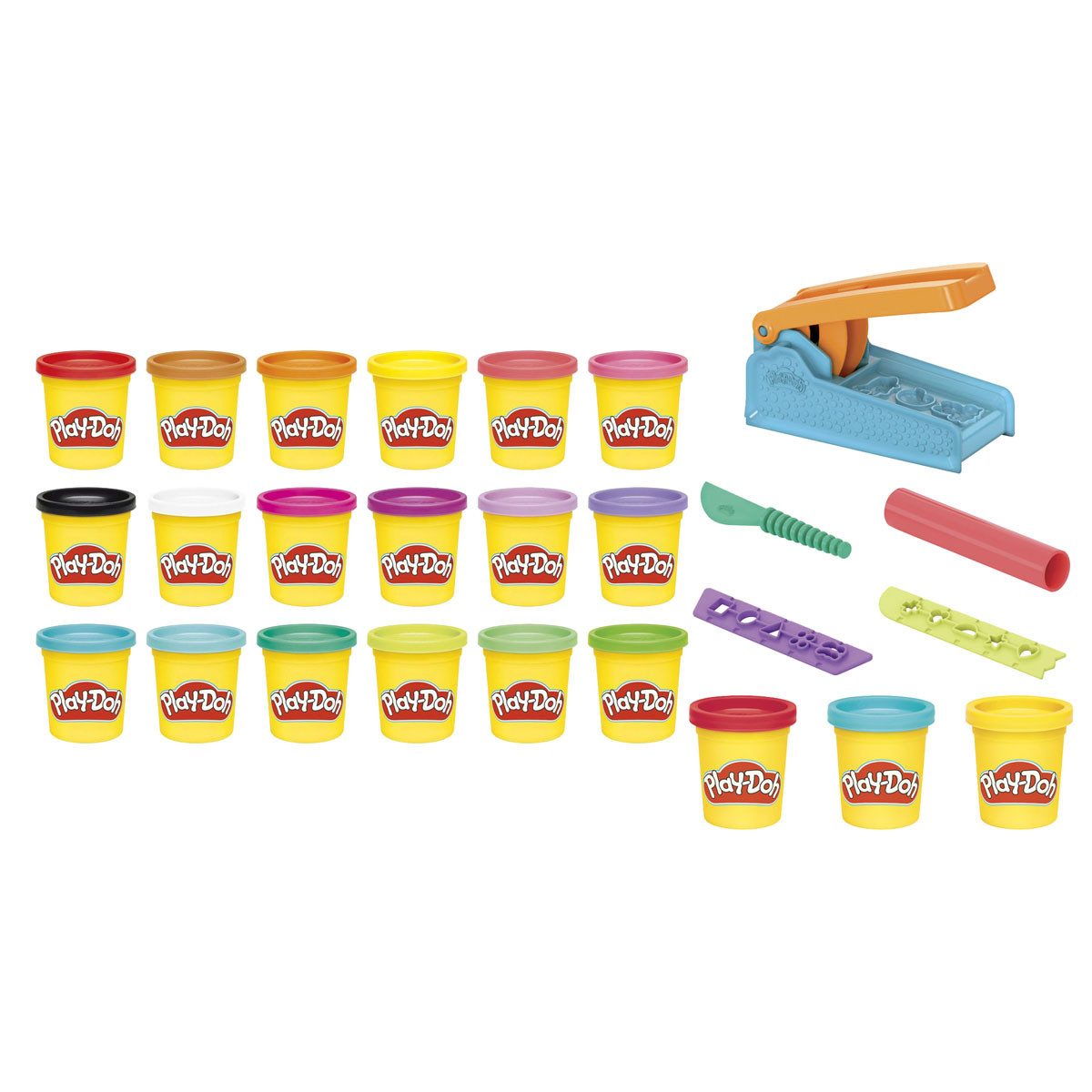 Play-Doh Knete Play-Doh Knetwerk mit 1,7kg Knete 21 Dosen Fantasiepack Fun Factory
