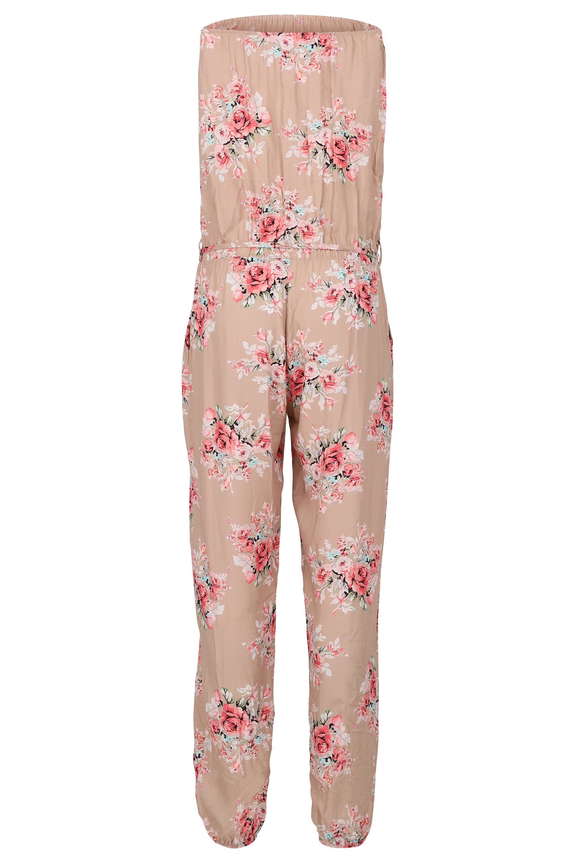 malito more than fashion Jumpsuit malito Damen Einteiler geblümt, Overall mit Stoffgürtel, Jumpsuit mit Stoffgürtel Einheitsgröße