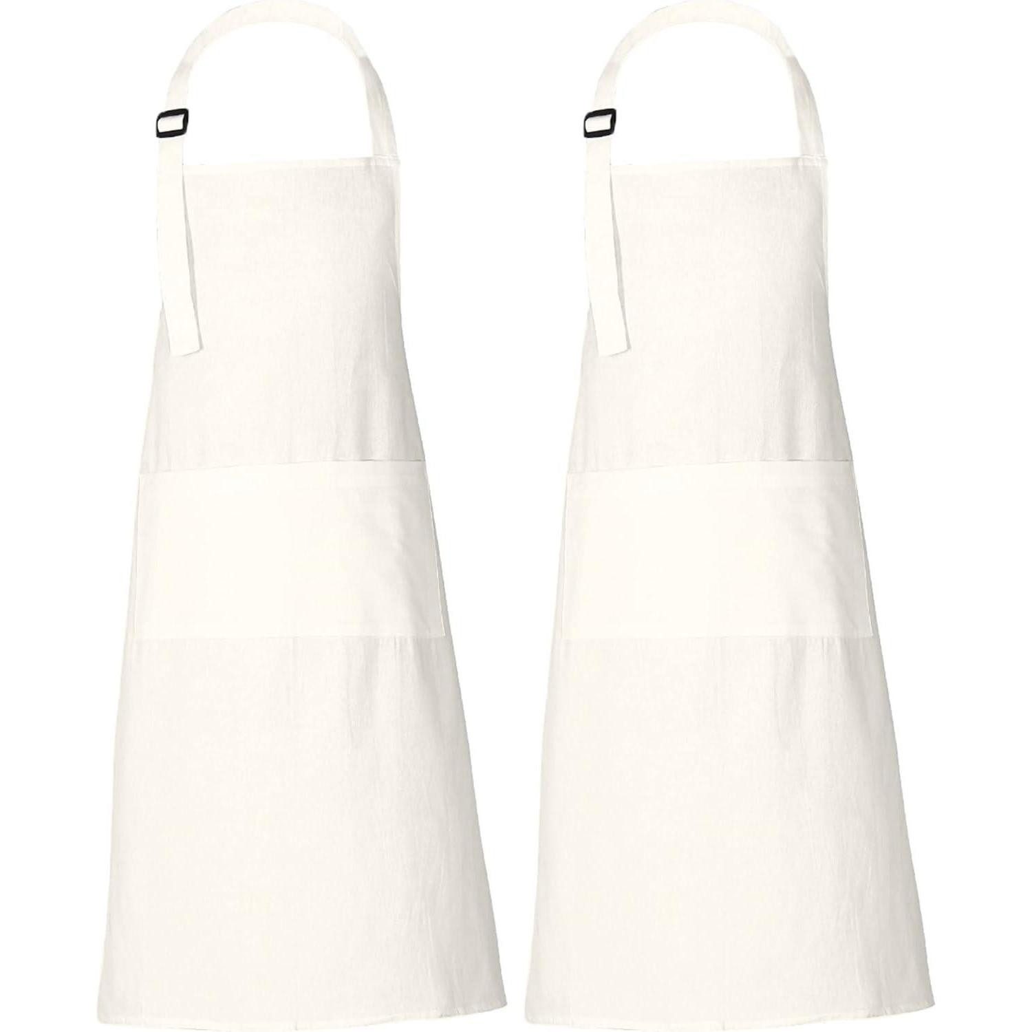 LuxusKollektion Kochschürze Kochschürze Baumwollschürze Damen Herren 69x89cm 3 2 Marshmallow Weiß