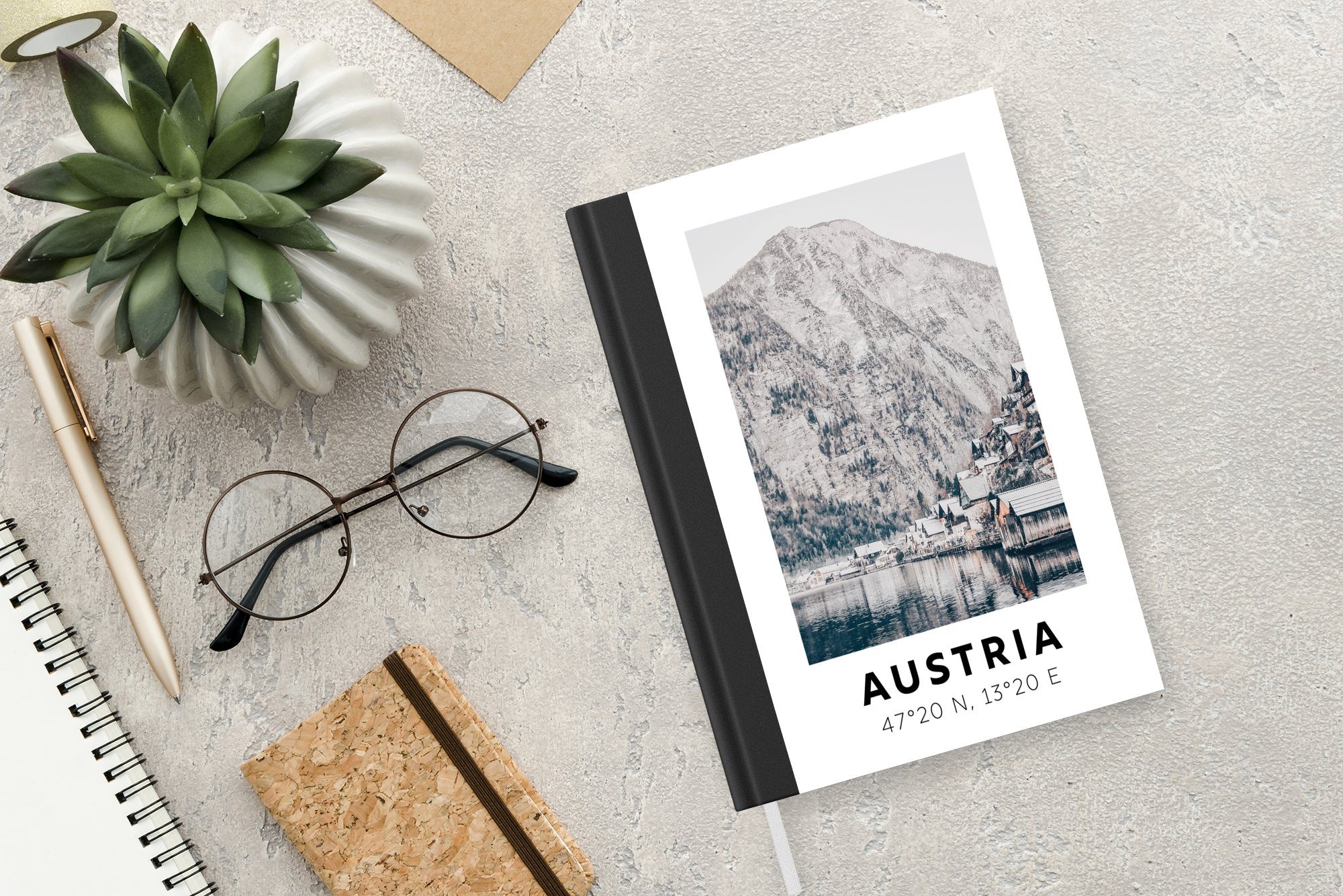 A5, 98 Notizbuch - Merkzettel, - Wasser Tagebuch, Alpen, Notizheft, Journal, Seiten, - MuchoWow Berge Haushaltsbuch Österreich