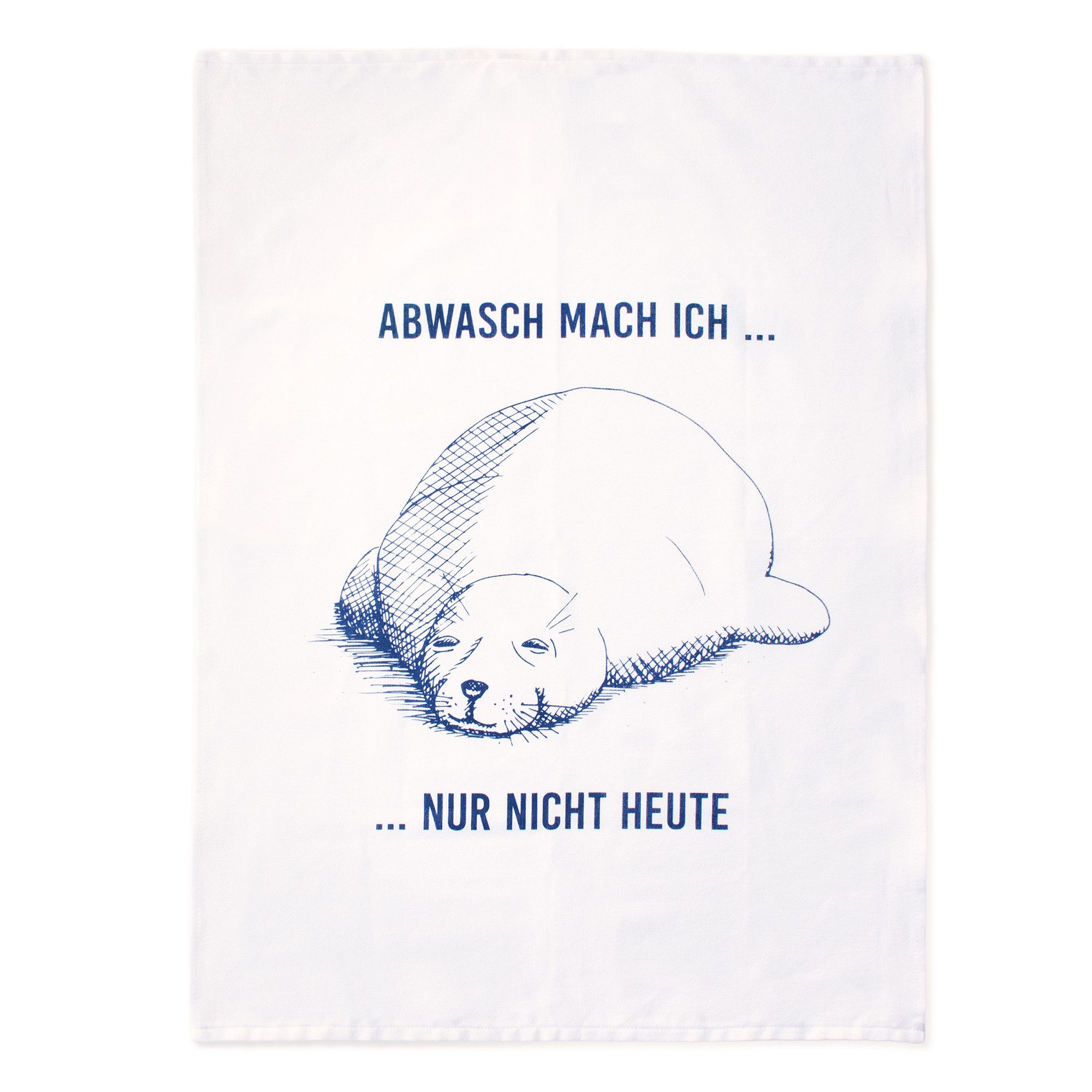 Bow & Hummingbird Geschirrtuch Geschirrtuch Fauler Seehund aus Baumwolle – maritim, 95°C, (1x maritimes Küchentuch mit Spruch 50x70cm), in Deutschland gefertigt