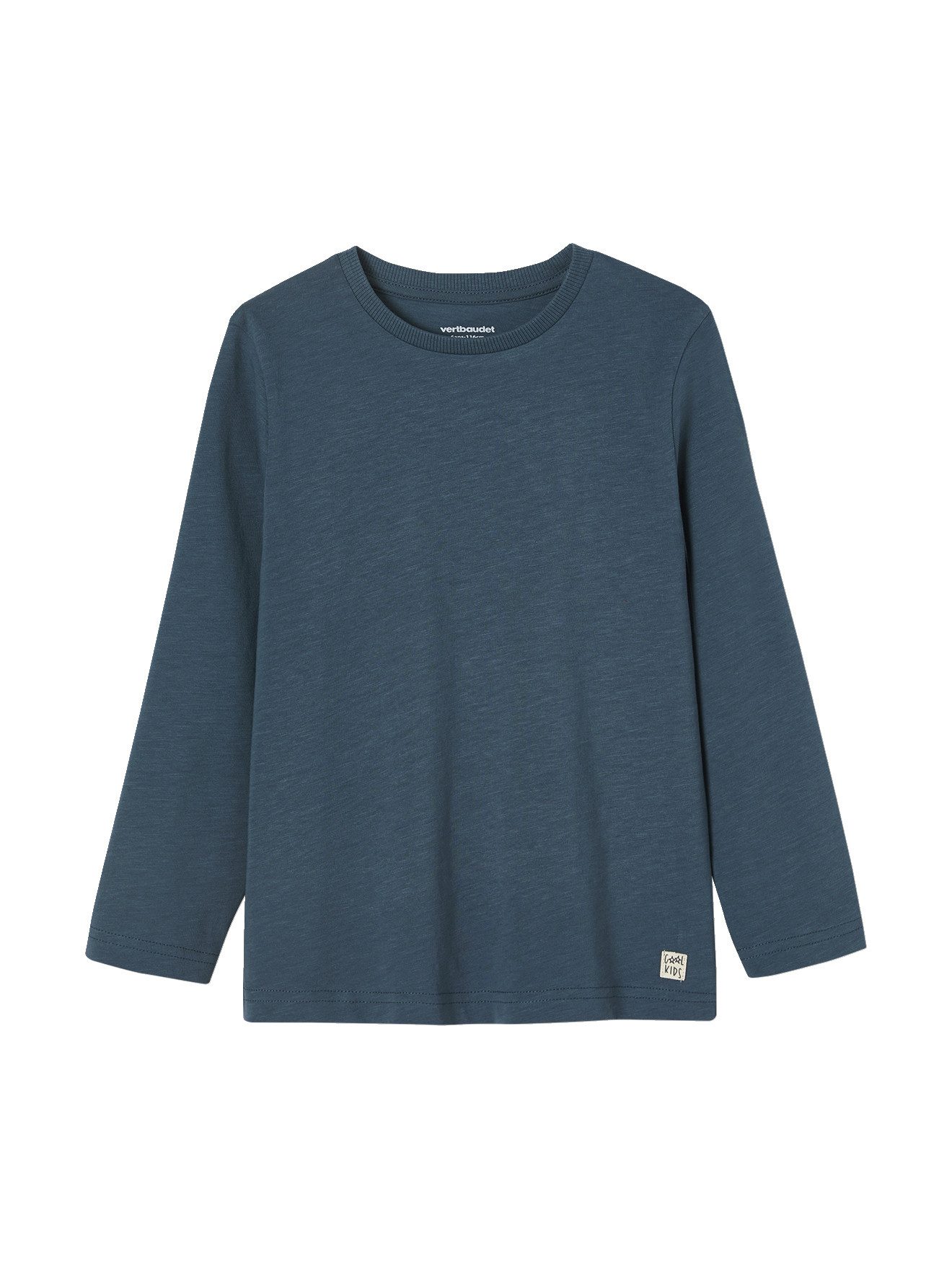 vertbaudet Langarmshirt Jungen Langarmshirt BASIC Zierlabel am Saum