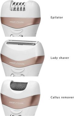 ProfiCare Elektrorasierer Lady Beauty Set PC-LBS 3002, Aufsätze: 3, Lady Shaver und Hornhautentferner in Einem