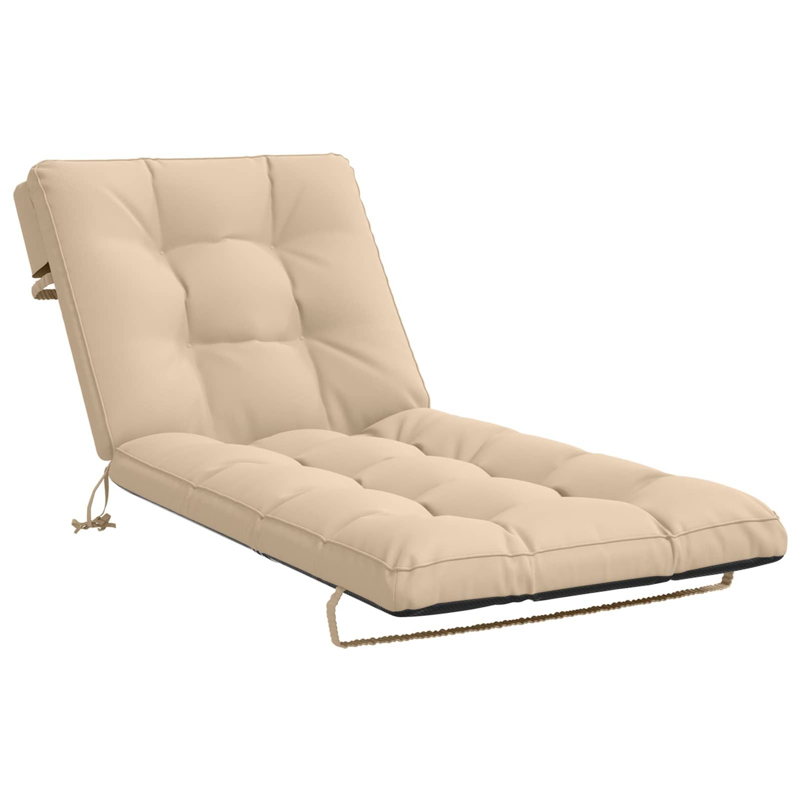 vidaXL Sitzauflage Sonnenliege Kissen VIANEN 100 % Polyester Creme 200 x 80 x 8 cm, (1 St)