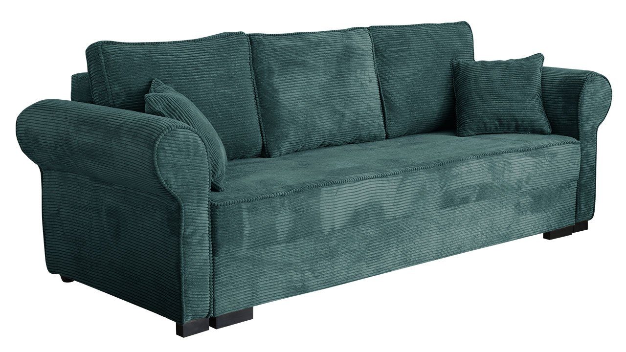 Set Bettkasten, mit Sofa, Cord, 3 Schlaffunktion und Sitzer Kissen Olimpia Poso MIRJAN24 125 Freistehendes Polstersofa, Schlafsofa