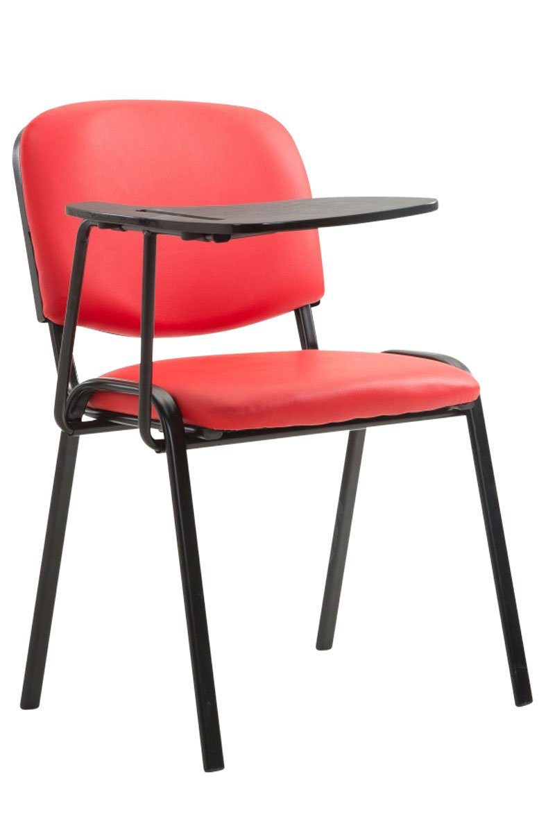TPFLiving Besucherstuhl Keen mit hochwertiger Polsterung - Konferenzstuhl (Besprechungsstuhl - Warteraumstuhl - Messestuhl), Gestell: Metall schwarz - Sitzfläche: Kunstleder rot