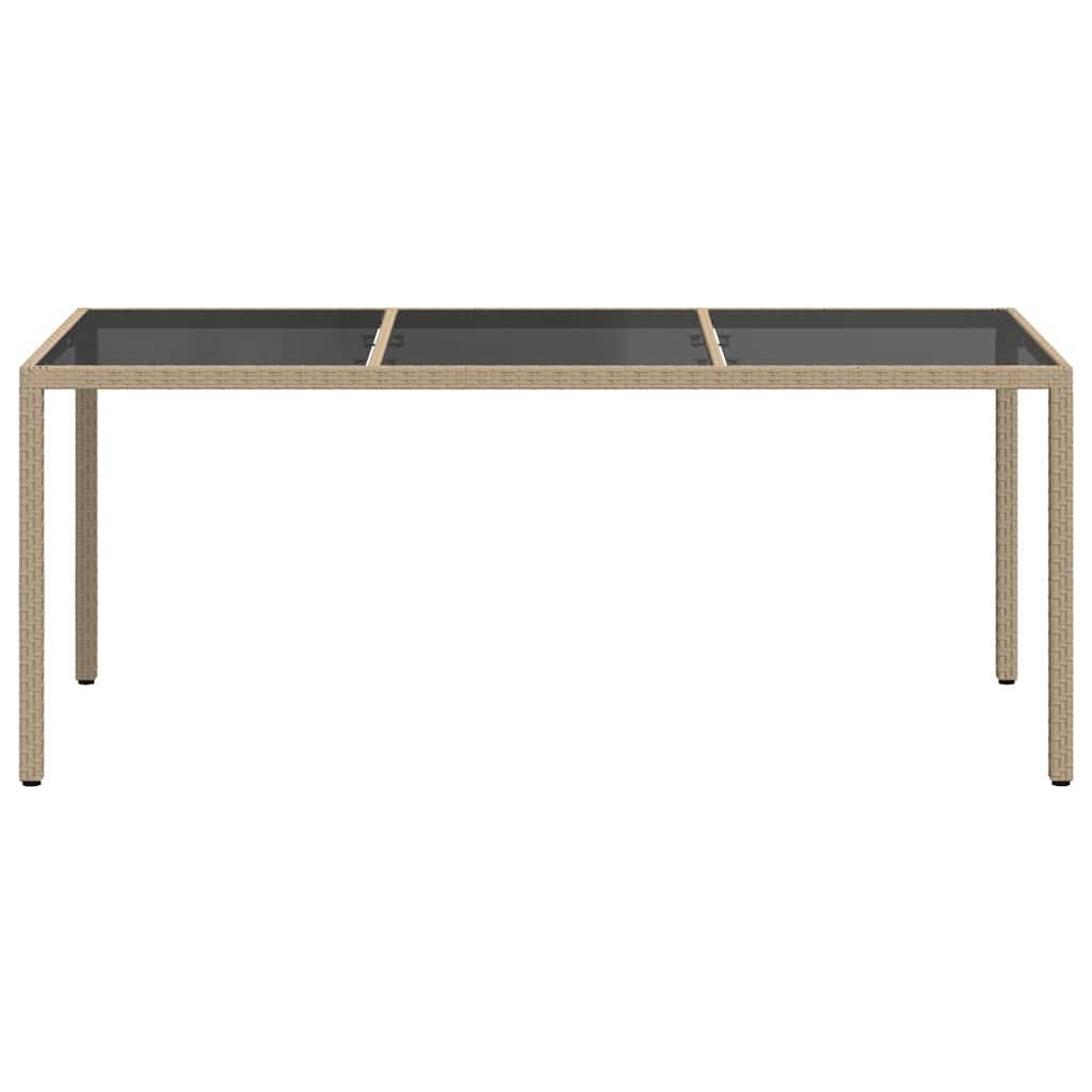 furnicato Gartentisch Beige 190x90x75 cm Gehärtetes Glas und Poly Rattan (1-St)