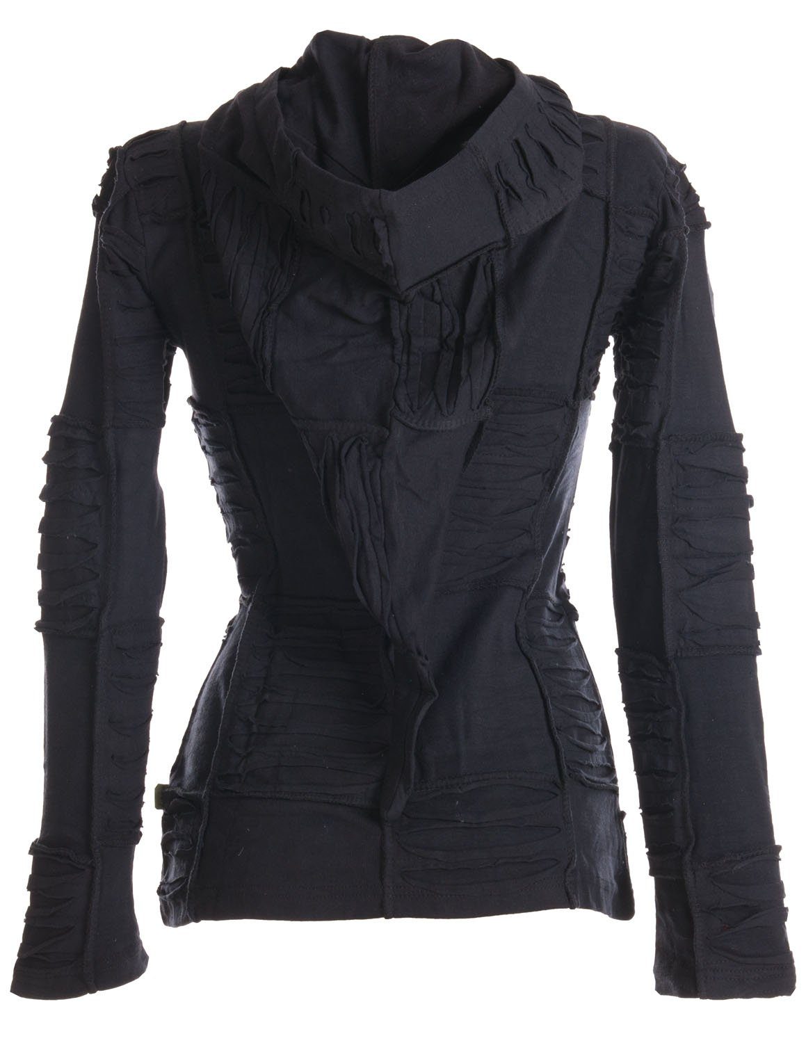 Vishes Kurzjacke Patchwork Jacke mit Cutwork und Zipfelkapuze Boho, Hippie, Elfen, Goa Style