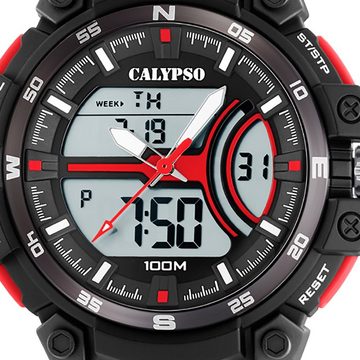 CALYPSO WATCHES Digitaluhr Calypso Herren Jugend Uhr Analog-Digital, (Analog-Digitaluhr), Herren, Jugend Armbanduhr rund, Kunststoffarmband schwarz, Sport