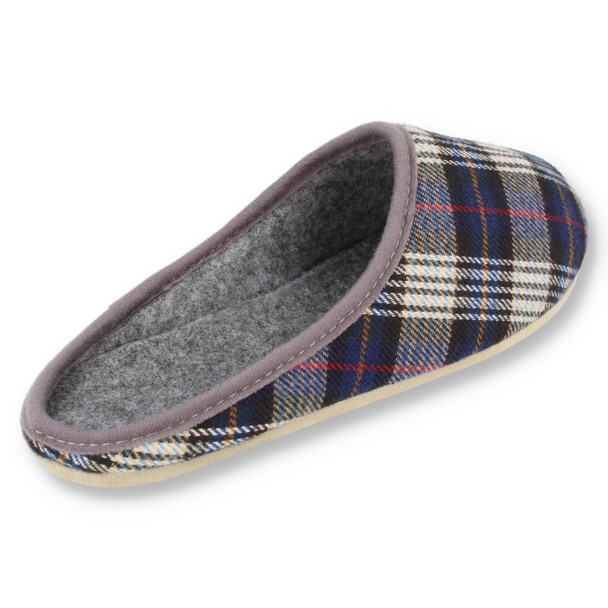 filsko Abisko kariert Damen Herren Hausschuh Filzpantoffeln, Leichtgewicht, Gästehausschuhe, Slip-On, Gummisohle