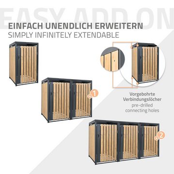 ML-DESIGN Mülltonnenbox Mülltonnenverkleidung Müllbox Mülltonnecontainer Mülltonnenabdeckung, Anthrazit-Lärchen 240L 68x80x116,3cm Stahl wetterfest Abschließbar