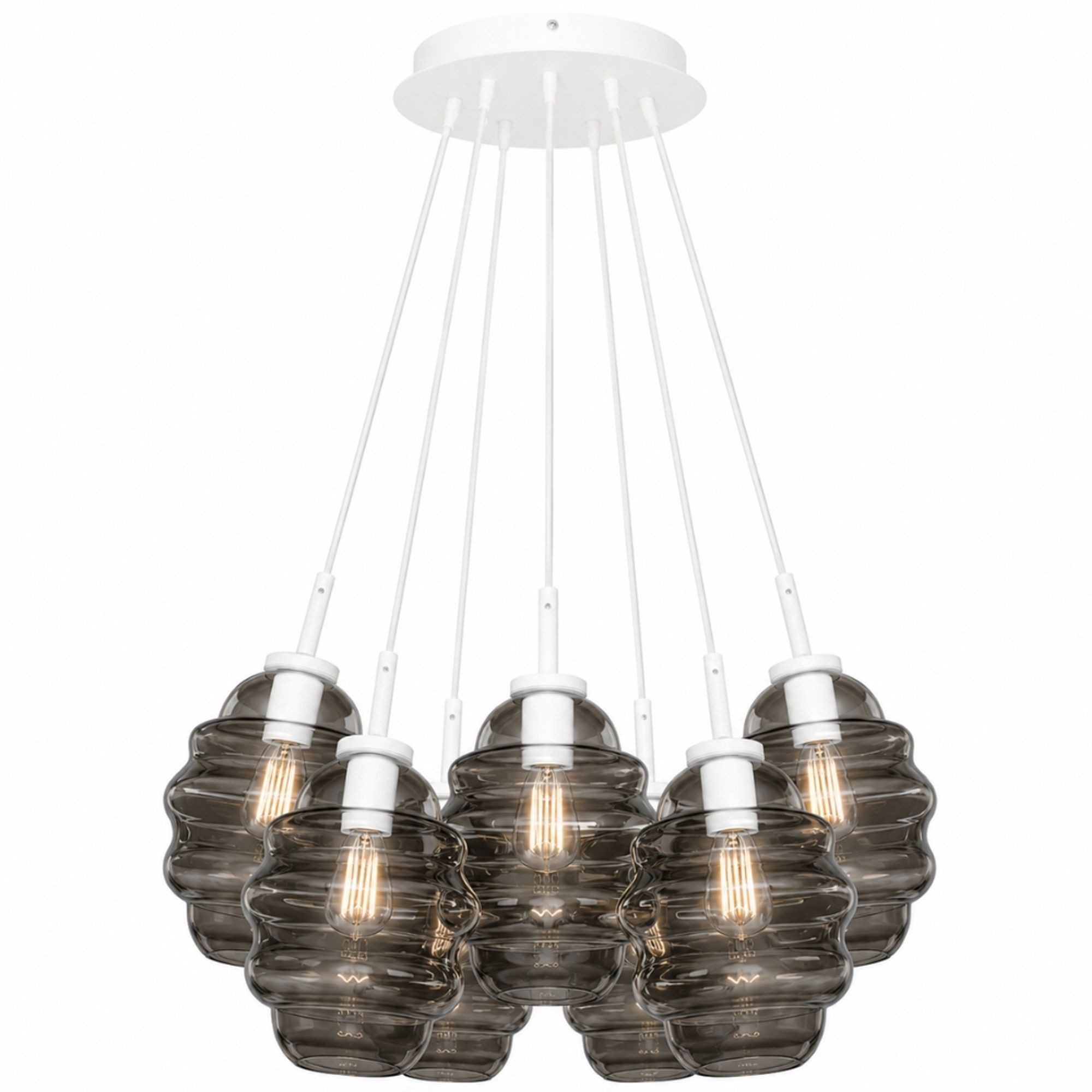 s.luce Pendelleuchte s.luce Echos Glas-Pendelleuchte Cluster 7-flammig 7x18cm Rauch
