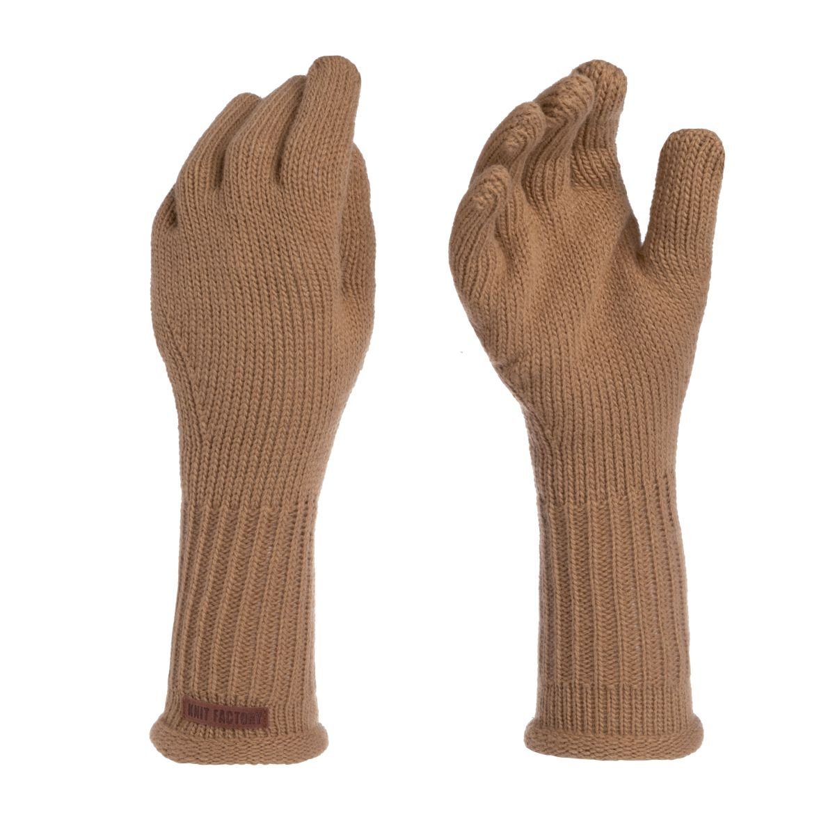 Knit Factory Strickhandschuhe Lana Handschuhe One Size Glatt Beige Handschuhe Handstulpen Handschuhe ihne Finger