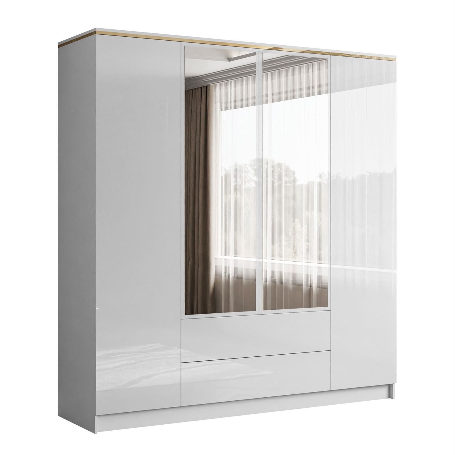 Lookway Kleiderschrank AURORA 4D2S in Weiß günstig online kaufen