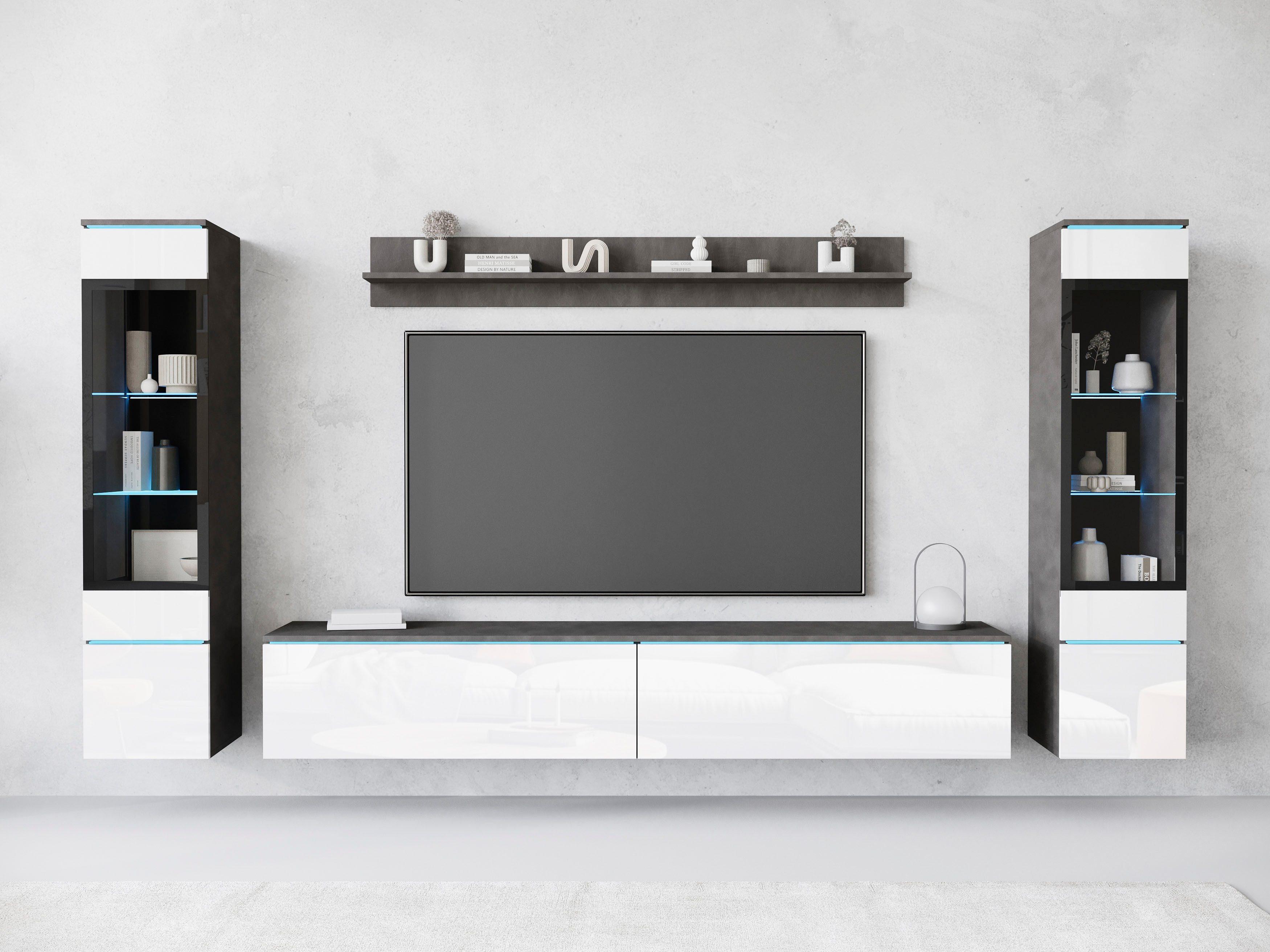 INOSIGN Wohnwand VERA II, Vitrinen Türanschlag wechselbar, (Komplett-Set, 4 günstig online kaufen