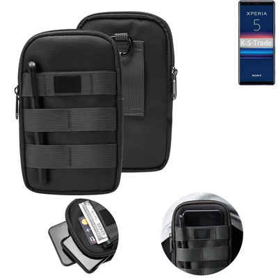 K-S-Trade Handyhülle für Sony Xperia 5, Holster Gürtel Tasche Handy Tasche Schutz Hülle dunkel-grau viele