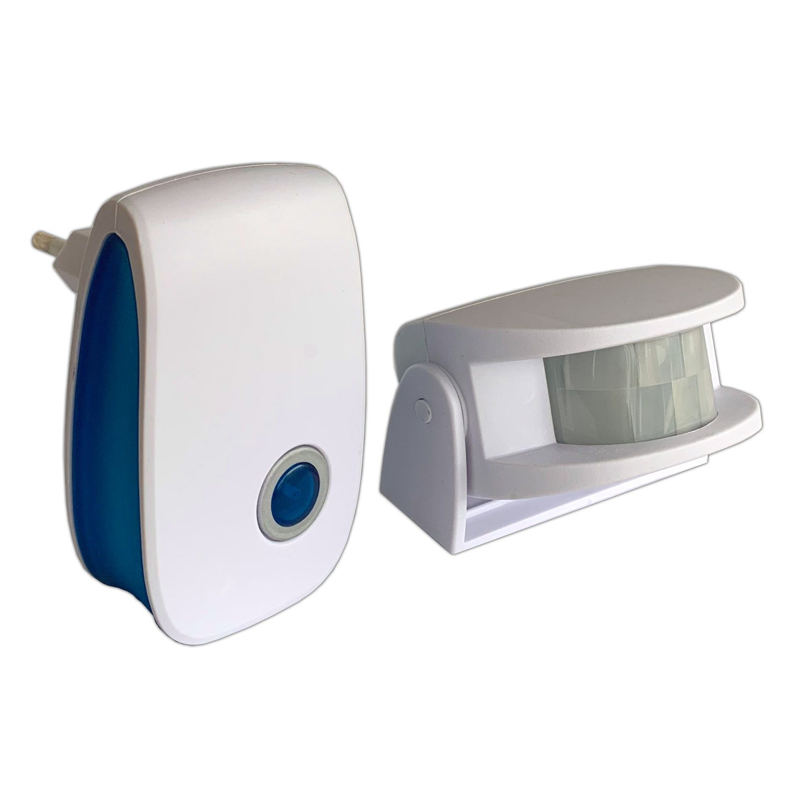 EAXUS Türklingel Funkklingel Türgong Klingel Kabellose Türklingel Durchgangsmelder (1-St), mit Bewegungsmelder und Steckdosen-Empfänger