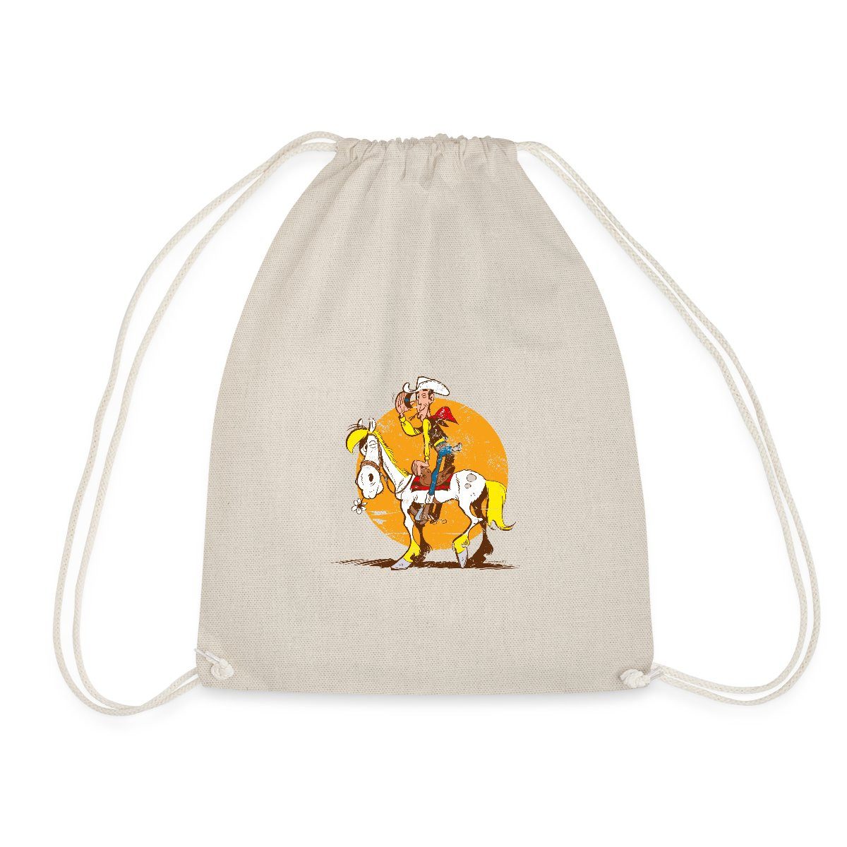 Turnbeutel Lucky Luke Jolly Jumper im Sonnenuntergang Turnbeutel