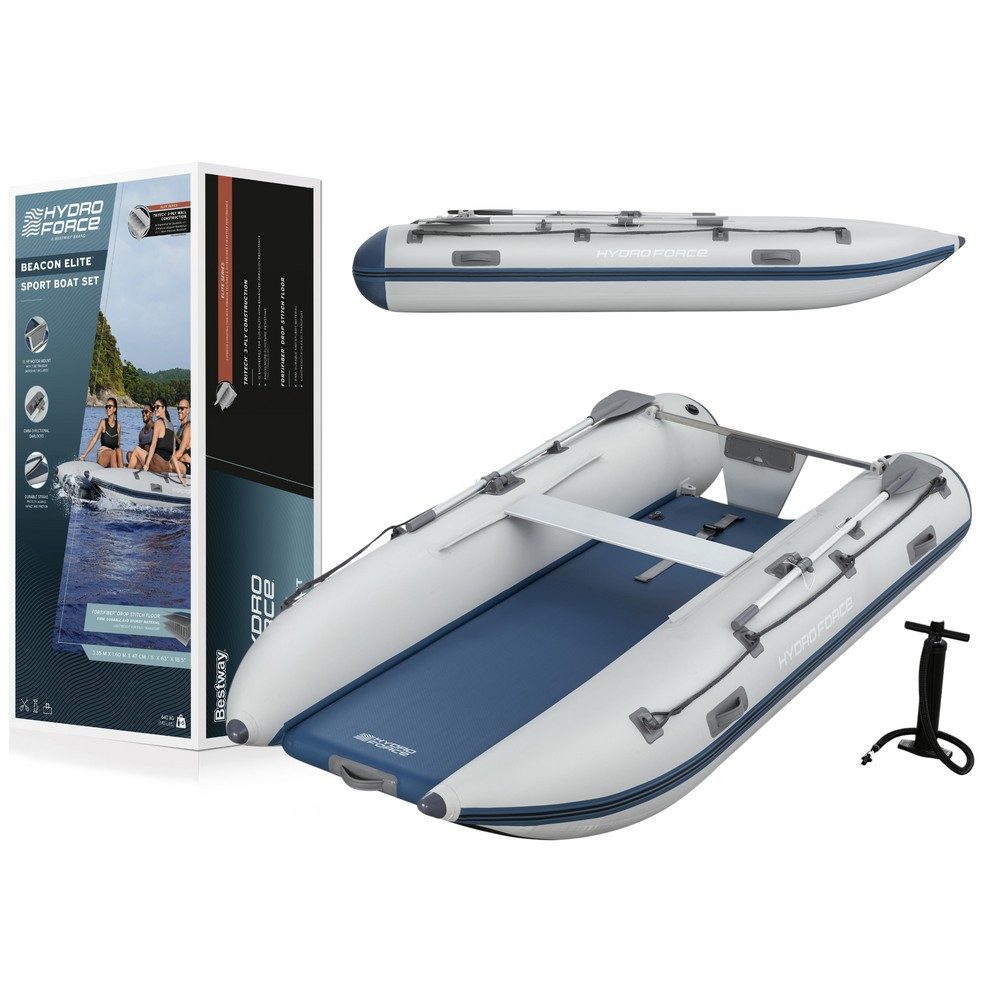 BESTWAY Schlauchboot Sportboot Ruderboot Freizeitboot, (Spar-Set, 1-St., 335 x 167 x 47 cm robust), 5 Personen, 640 kg Tragkraft, Kunststoff, Ruder & Pumpe