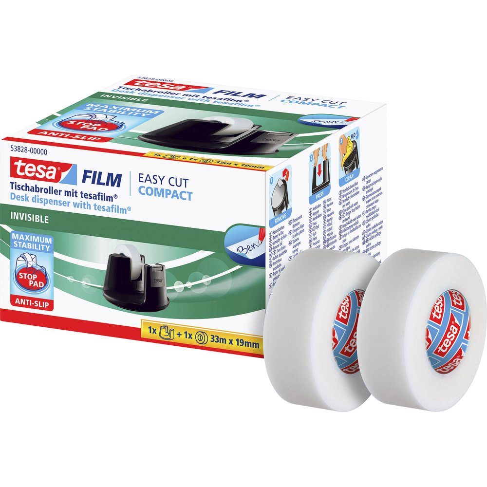 tesa Klebeband tesa Klebeband-Abroller tesafilm® invisible Schwarz Rollenbr günstig online kaufen