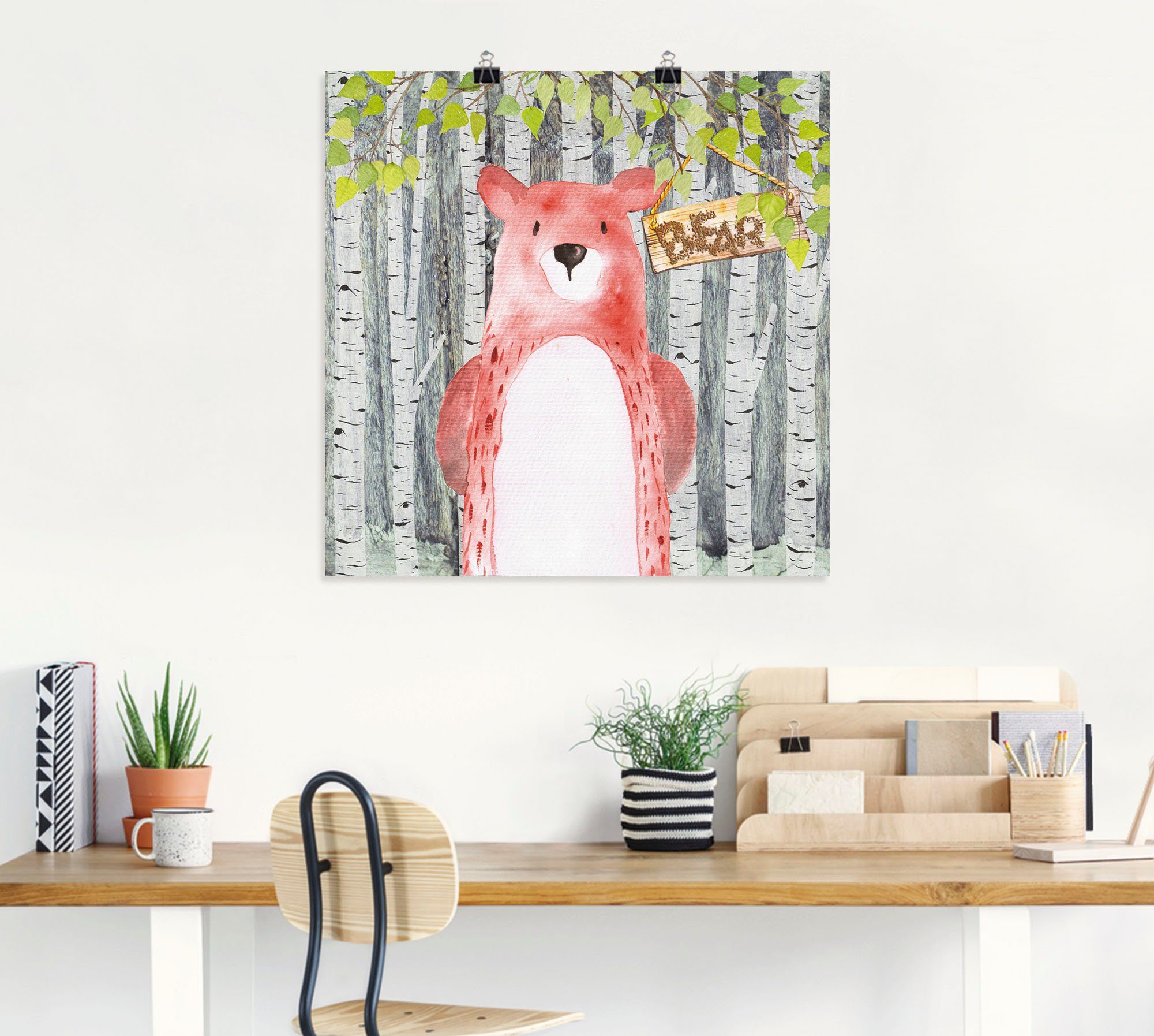Alubild, Wandaufkleber Leinwandbild, (1 St), als in versch. Artland Tiere der Wandbild oder Bär, lustige Größen Poster Waldfreunde-