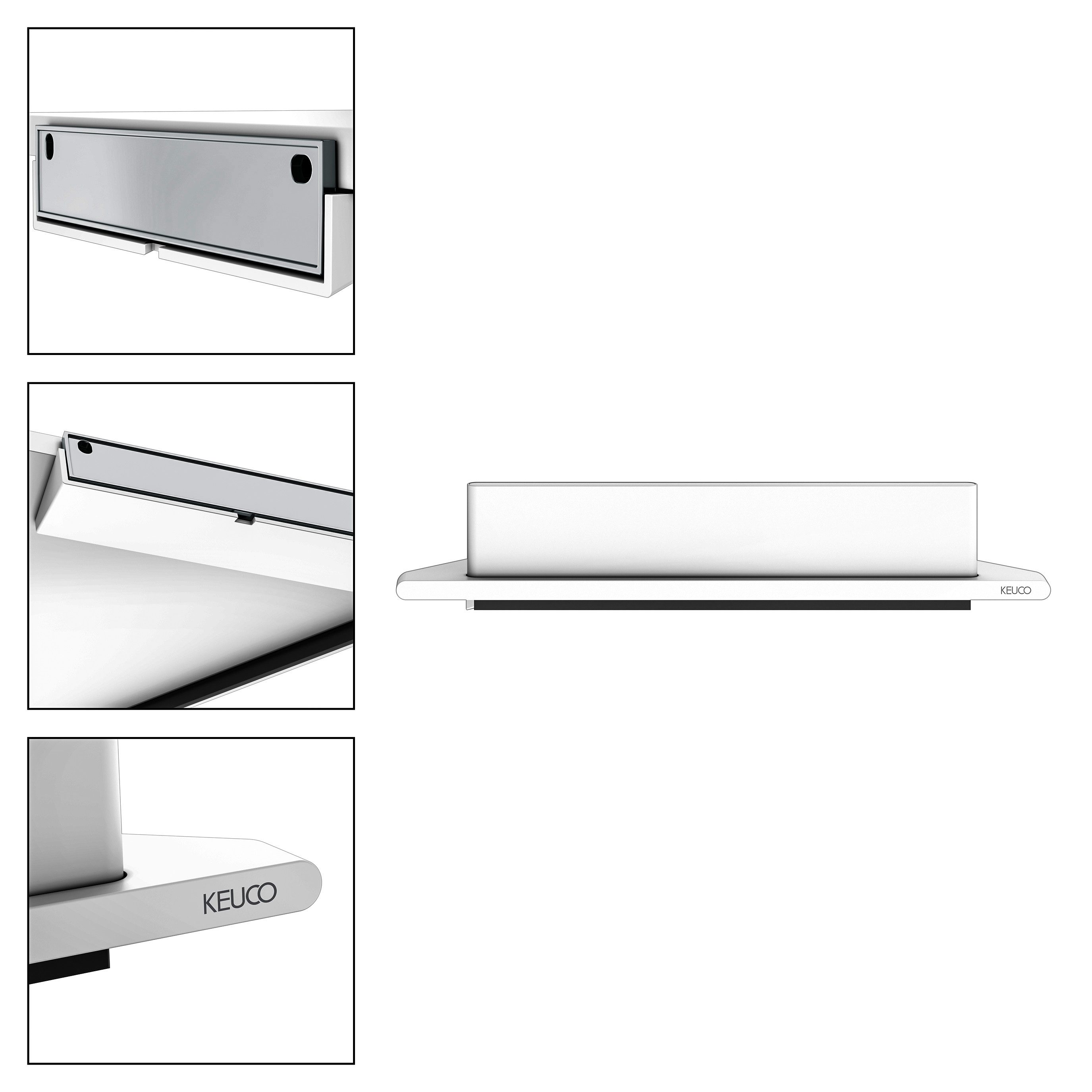 Keuco Duschablage ROSE, zum Kleben und Schrauben, mit Duschabzieher, weiß matt