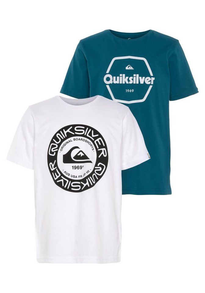Quiksilver T-Shirt Jungen Doppelpack mit Logodruck (Packung, 2-tlg),  Weicher Single Jersey