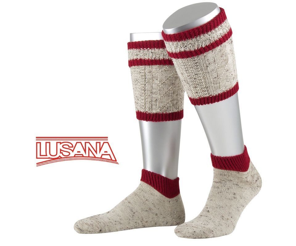 Lusana Trachtensocken 2-teiliges Loferl-Set - beige/bordeaux günstig online kaufen