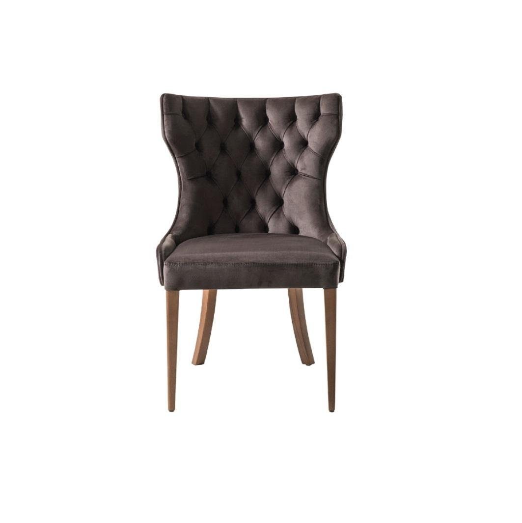 JVmoebel Stuhl, Designer Stuhl Luxus Lehnstuhl Polster Stühle Holz Sessel Wohn Ess