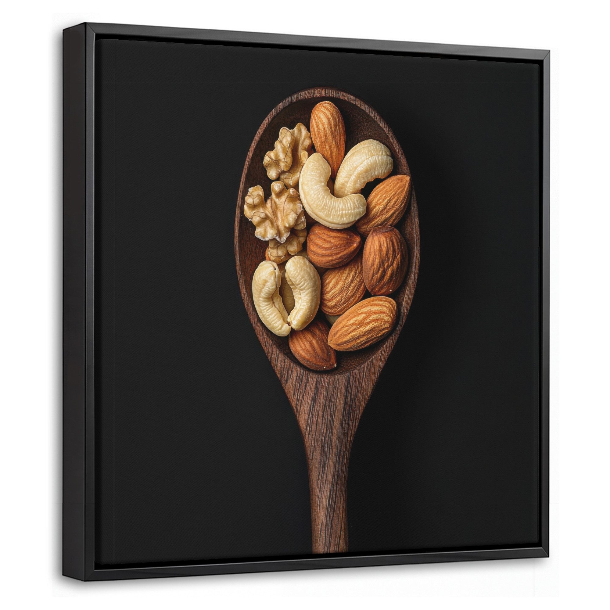 OneMillionCanvasses® Leinwandbild mit Rahmen - Holz - Walnuss - Schwarz, Fotodruck (1 St), Leinwand Bilder Klein, Wand Dekoration Aesthetic 20x20cm