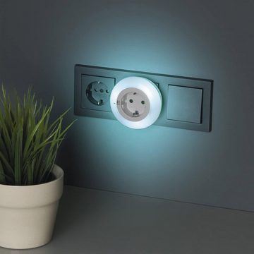 HAC24 LED Nachtlicht 2x LED Steckdosenleuchte Nachtlicht Nachtlampe Steckdose Lampe Licht, LED fest integriert, mit automatischen Lichtsensor 3 Farben 8,5 x 8 x 8,5 cm
