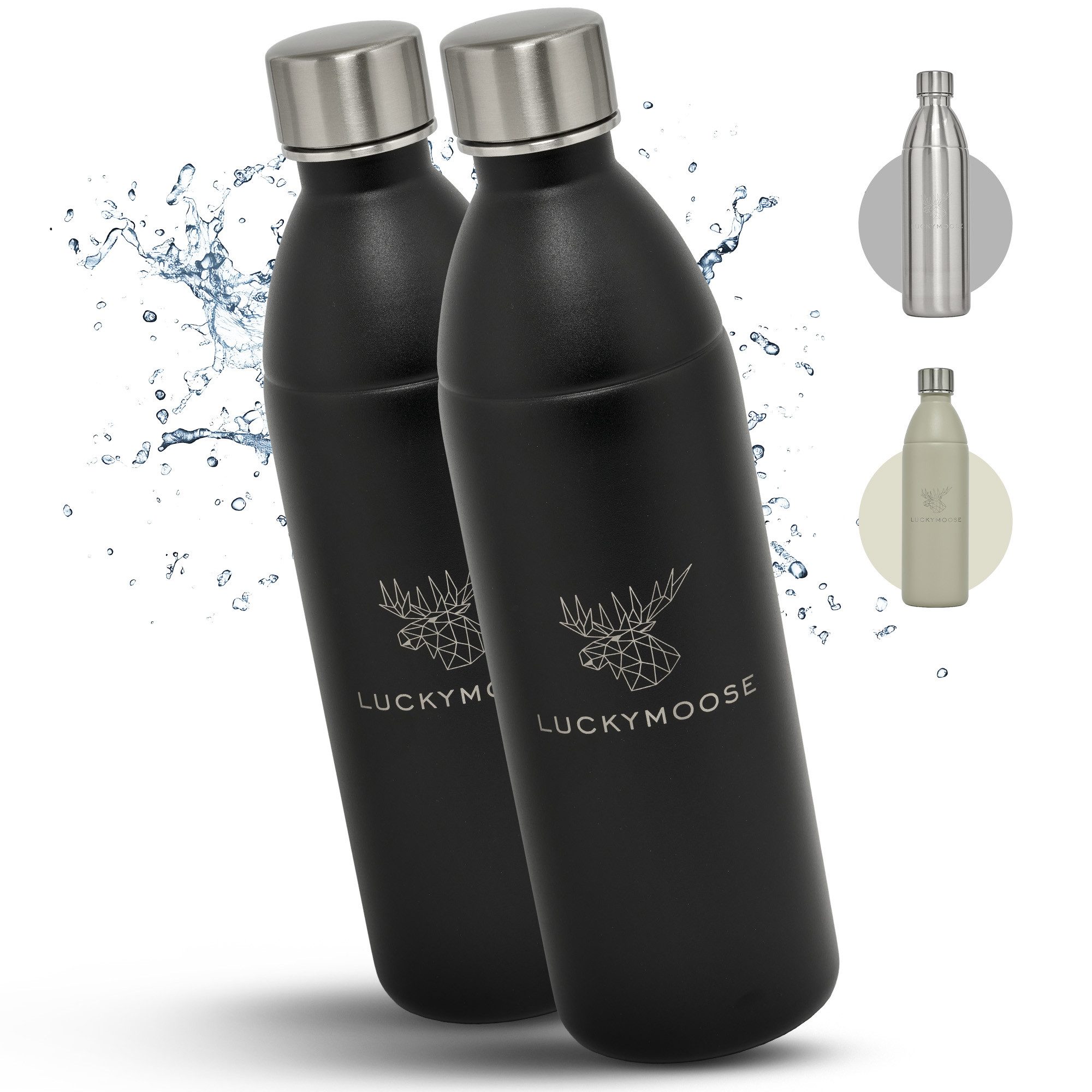 Luckymoose Wassersprudler Flasche Infinity Edelstahlflasche Wassersprudler, (für SodaStream DUO & TERRA), Spülmaschinenfest & ohne Ablaufdatum