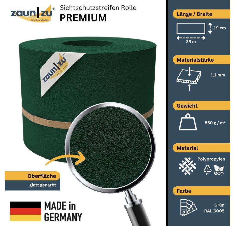 Thumbnail - zaunzu Sichtschutzstreifen PP für Doppelstabmatten Zaunblende Grün, 35m, (1 Rolle, Premium Sichtschutz), 5 Jahre garanti...
