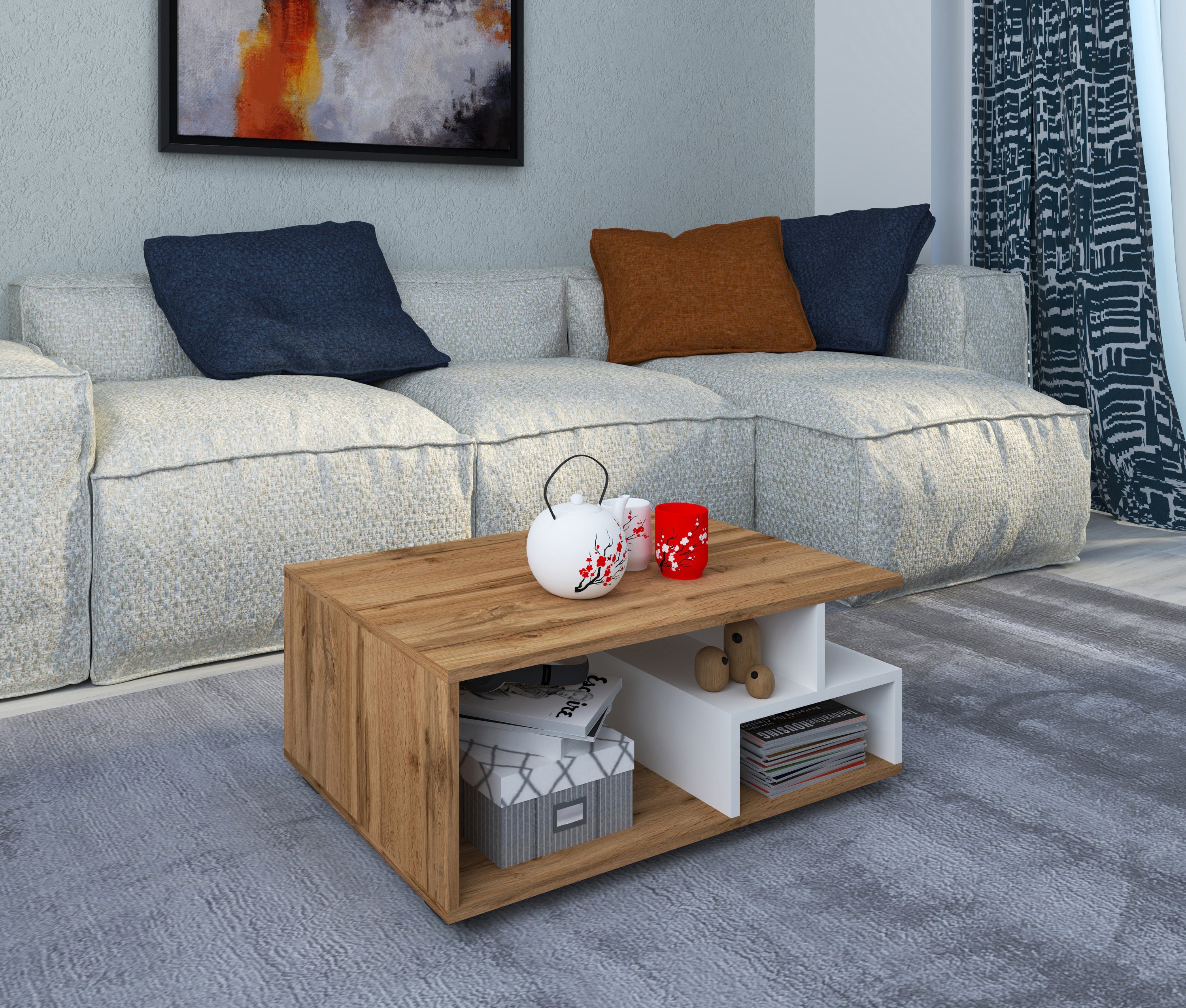 VCM Couchtisch Holz Sofatisch Couchtisch Wohnzimmertisch Sulas
