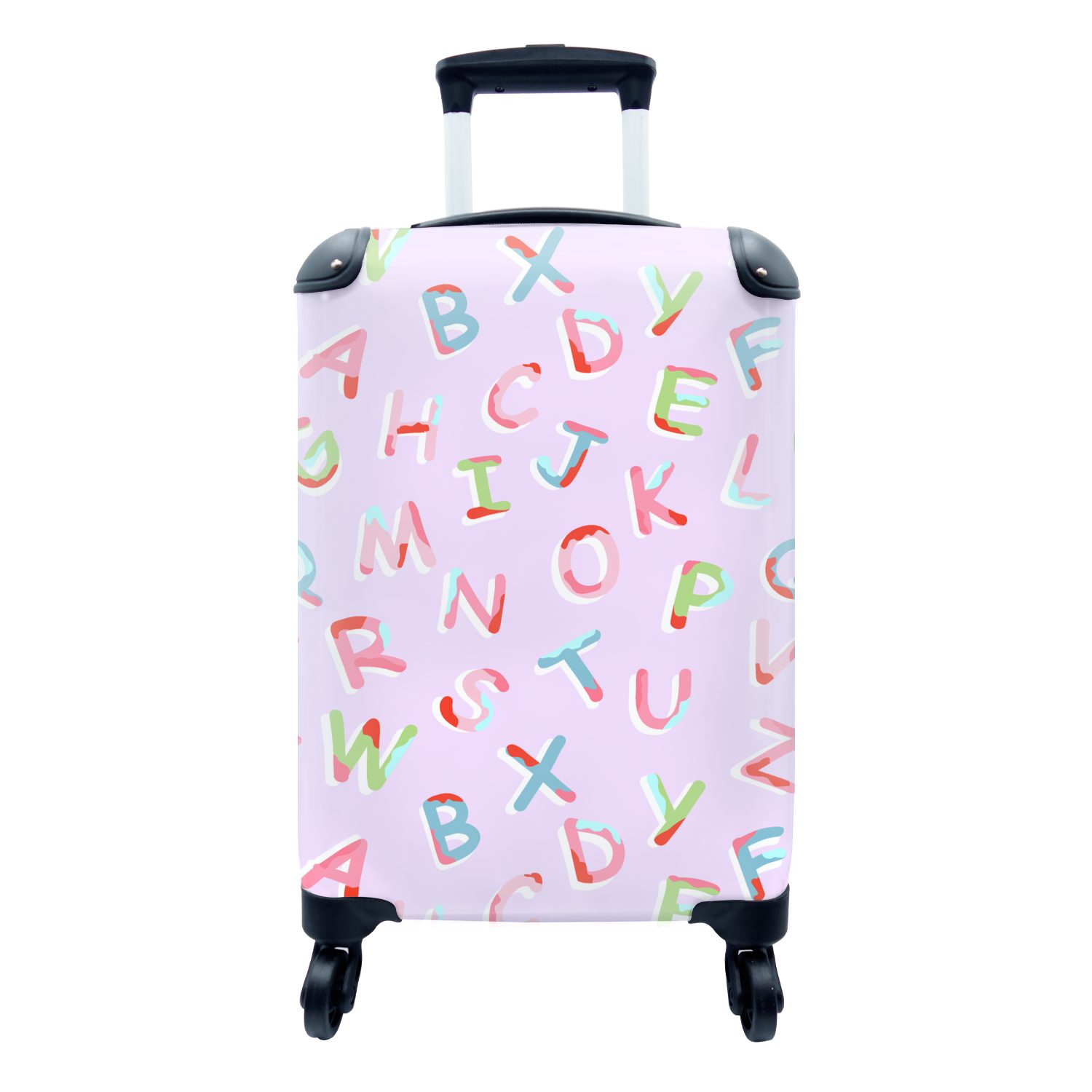 [Neuestes Modell im Jahr 2024] MuchoWow Handgepäckkoffer Trolley, mit Reisetasche 4 für Ferien, Alphabet - Handgepäck Buchstaben Reisekoffer - rollen, Muster, Rollen