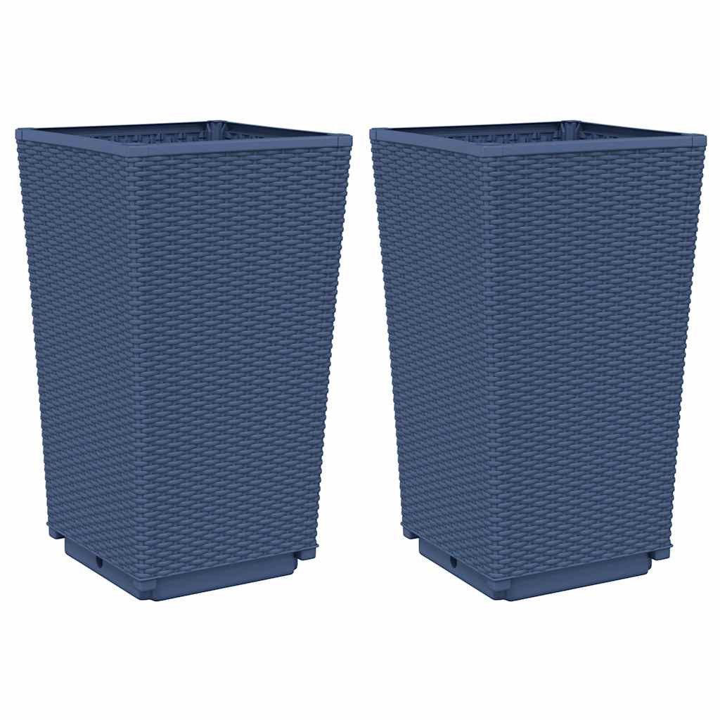 vidaXL Blumentopf Pflanzkübel 2 Stk. Blaugrau 32,5x32,5x57 cm PP (2 St)