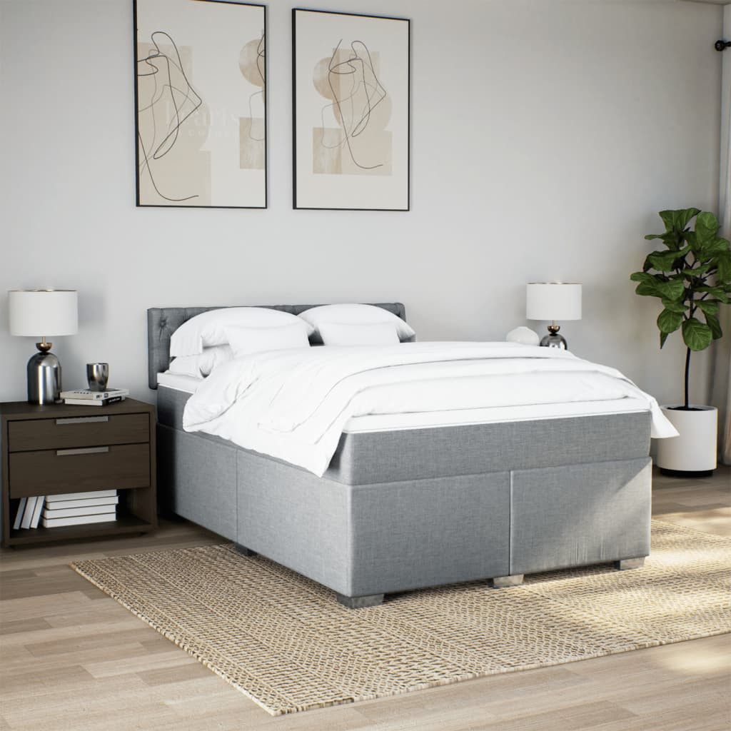 vidaXL Bett Boxspringbett mit Matratze Hellgrau günstig online kaufen