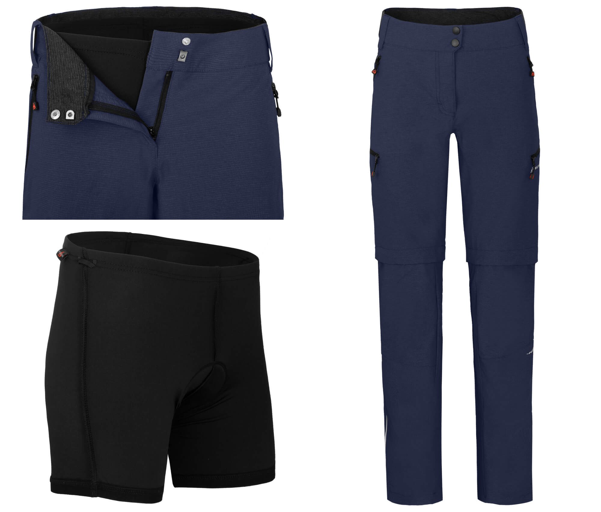Bergson Fahrradhose VINA Zipp-off Damen Radhose (mit gepolsterter Innenhose), robust, elastisch, Kurzgr