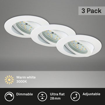 Briloner Leuchten LED Einbauleuchte 7232-036, LED fest verbaut, Warmweiß, Einbauleuchte SET dimmbar schwenkbar IP23 Ø 8,2cm