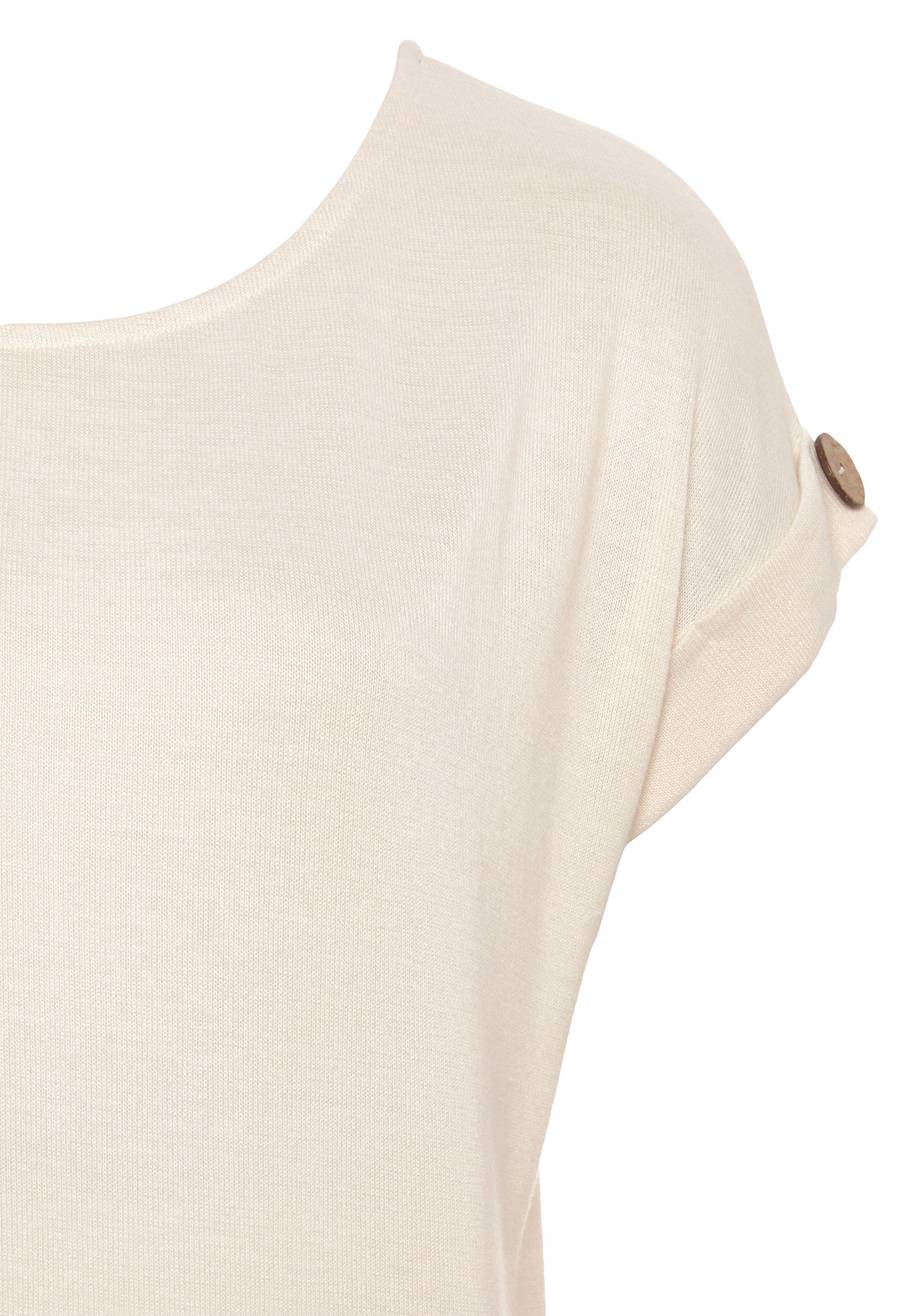 LASCANA Kurzarmshirt mit Knopfdetail am Ärmelabschluss aus weichem Viskose-Feinstrick