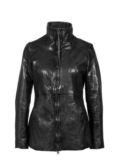 Freaky Nation Lederjacke ABBY-FN Longjacket, hoher Stehkragen