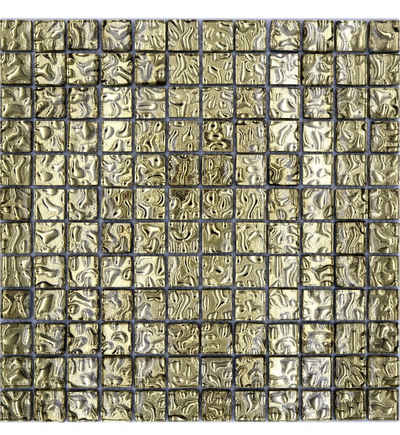 Mosani Mosaikfliesen Glasmosaik Gold Fliesen Fliesenspiegel Wanddekor
