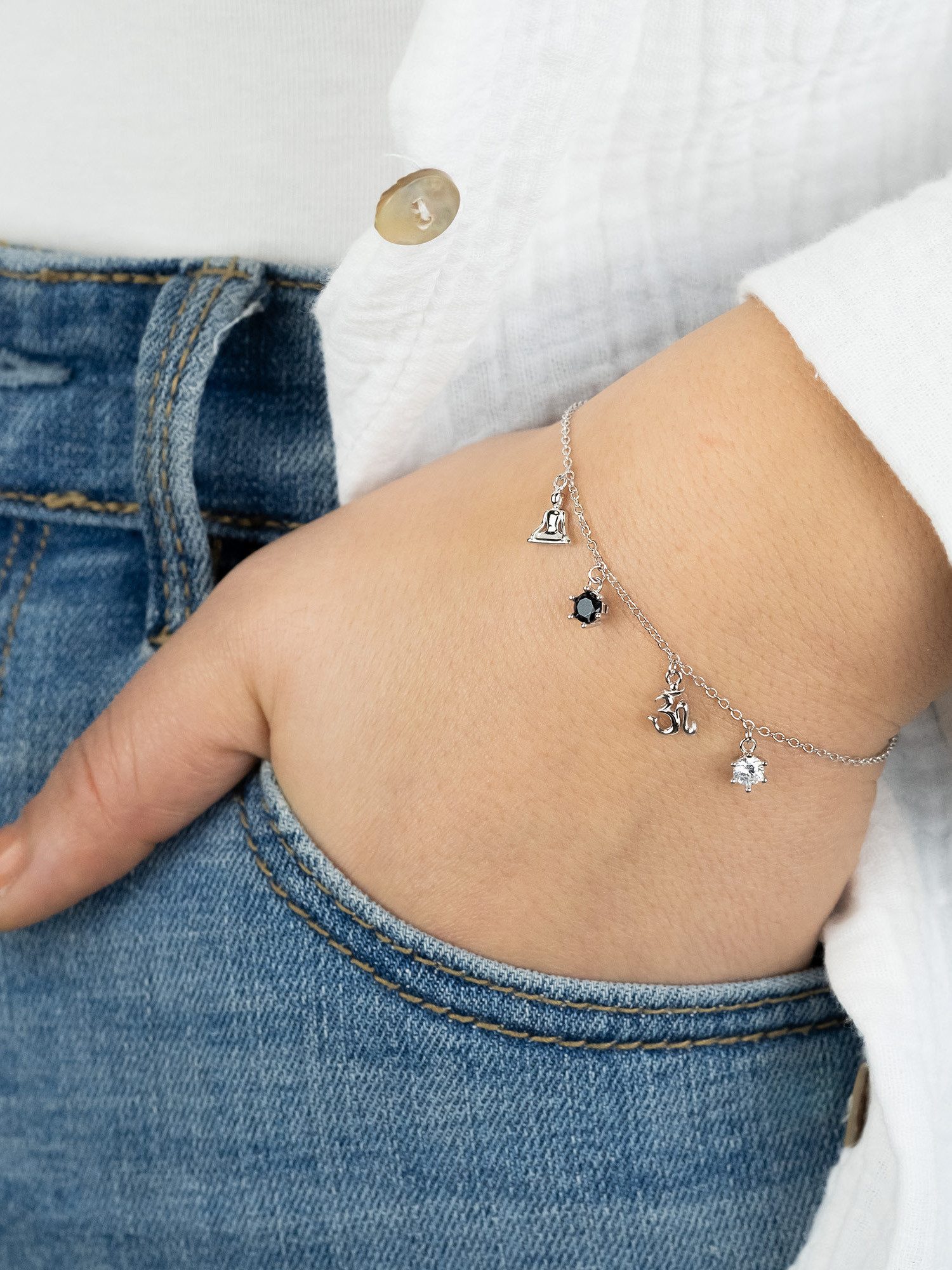 Engelsrufer Armband Yin Yang Buddha und Om, Made in Germany - mit Zirkonia günstig online kaufen