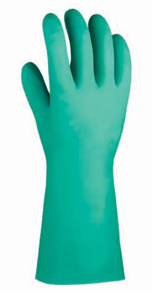 ALLEGRA Nitril-Handschuhe Chemikalienschutzhandschuhe Nitril Baumwollvelour (grün) Kat.3