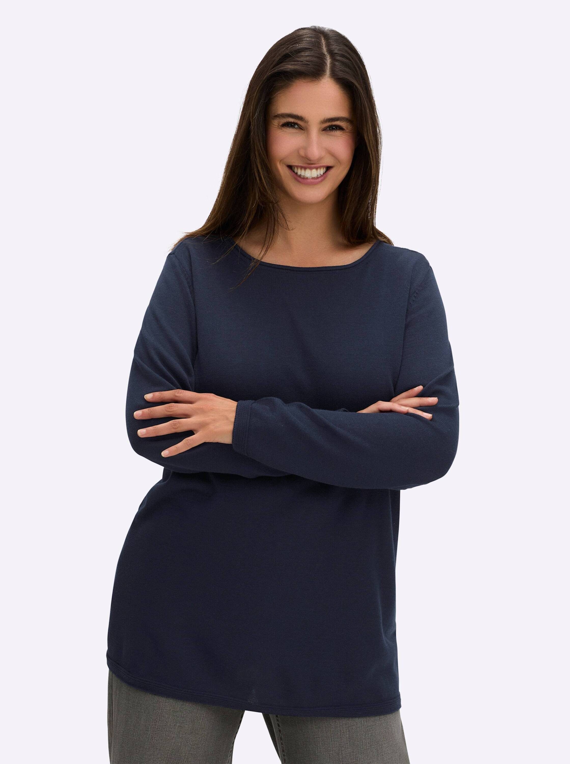 Sheego Strickpullover Rundhalspullover Langarm aus angenehmer Viskosemischung