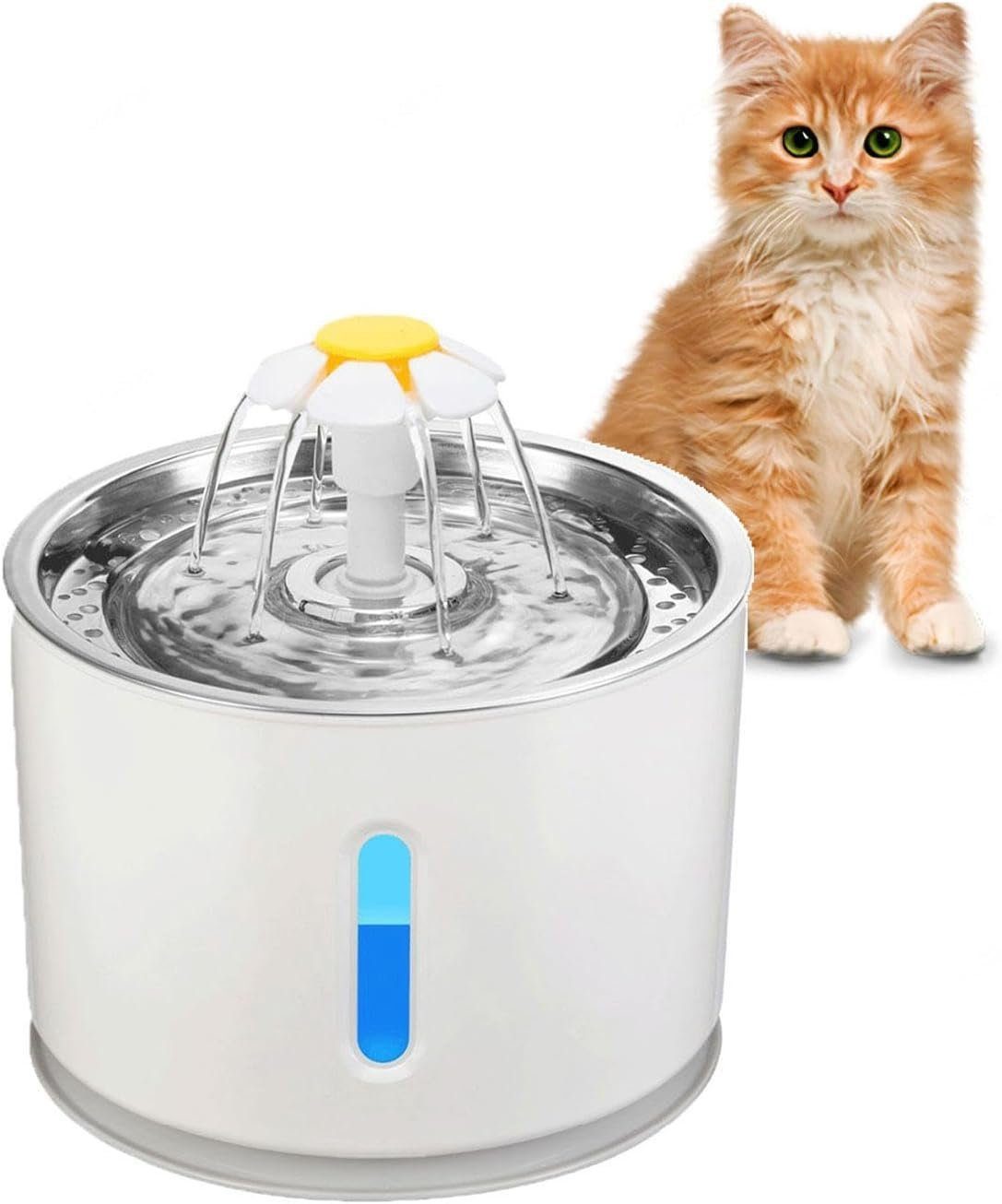 Trinkbrunnen 2.4L Katzen Wasserbrunnen Edelstahl Blumentrinkbrunnen