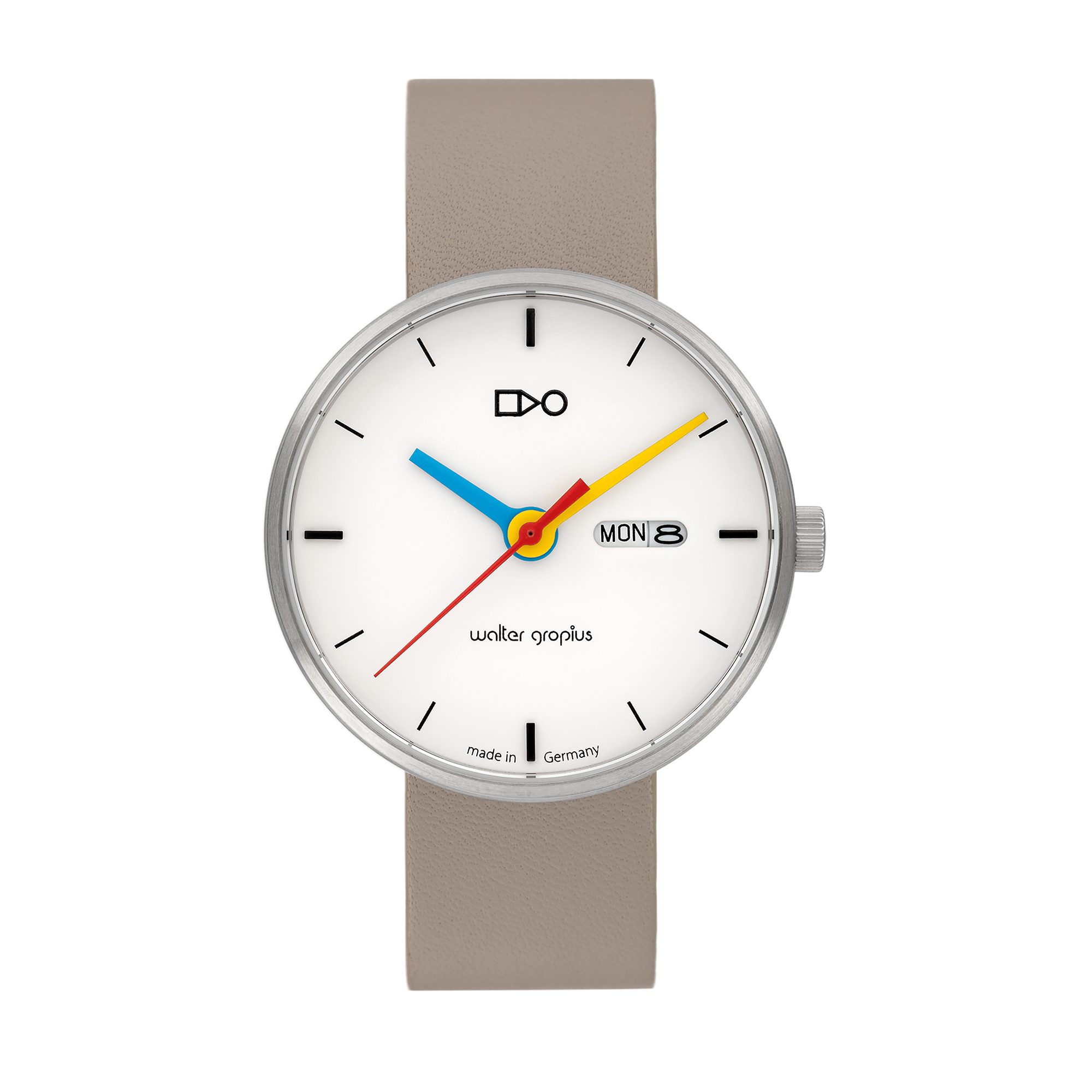 Walter Gropius Quarzuhr Made in Germany, Saphirglas, Forum Simplex - WG 007-03, Designeruhr, Lederarmband mit Easy-Release System, Edelstahlgehäuse