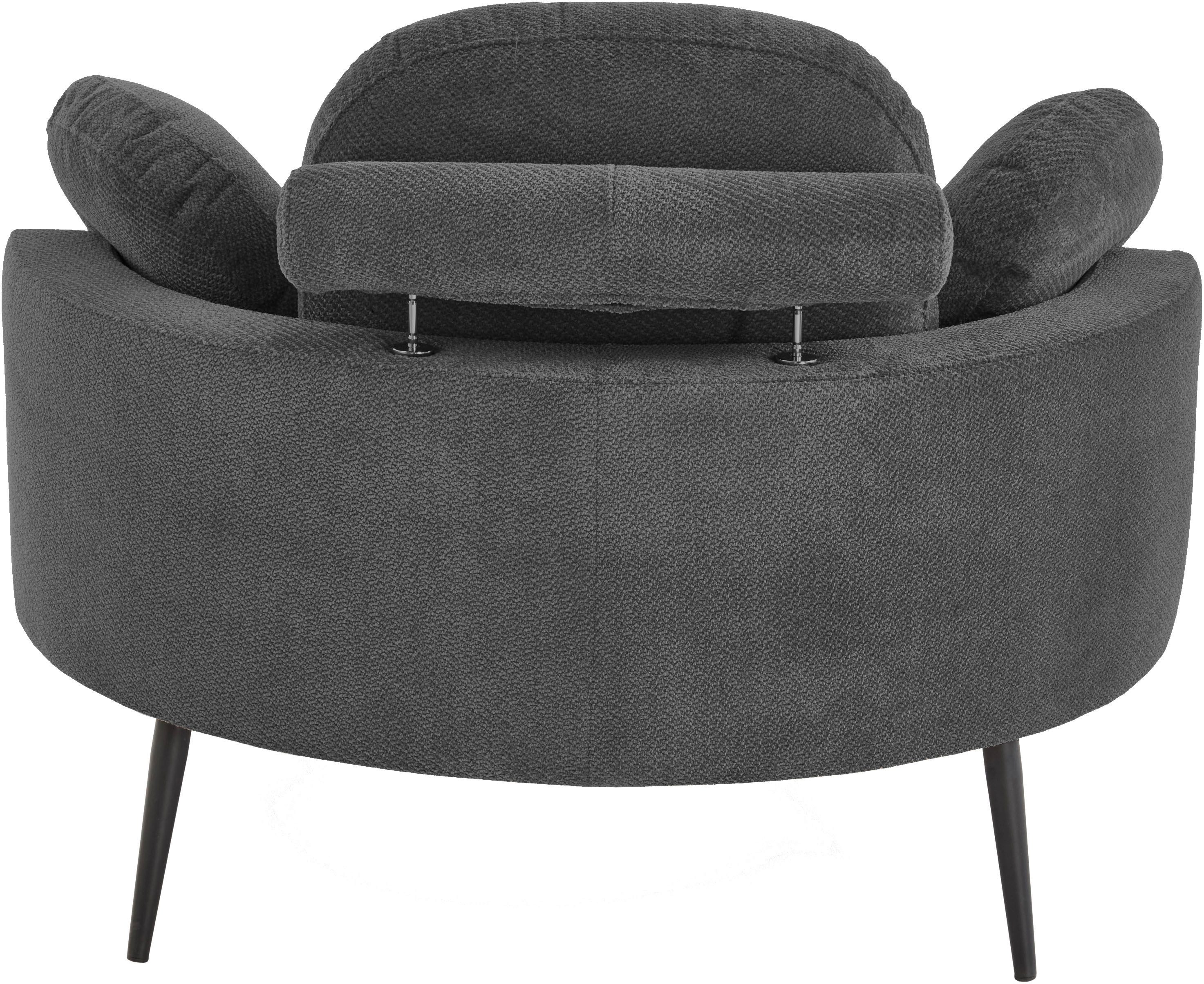 OTTO home Loveseat Riko Sessel, B: 110 cm, Sitzhöhe: 44 cm, XXL- Sessel, mit Stauraumhocker, Rückenstütze & 4 Zierkissen – Bild 5 von 5